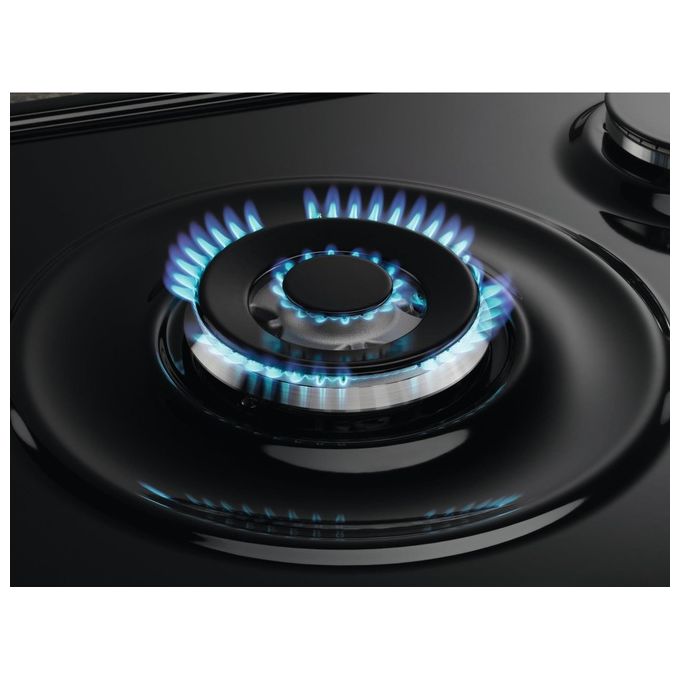 Electrolux PN750RUV Serie 300 Piano cottura a gas 75 cm 5 fuochi Wok Bruciatore Tripla Corona Sicurgas colore Nero Ghisa