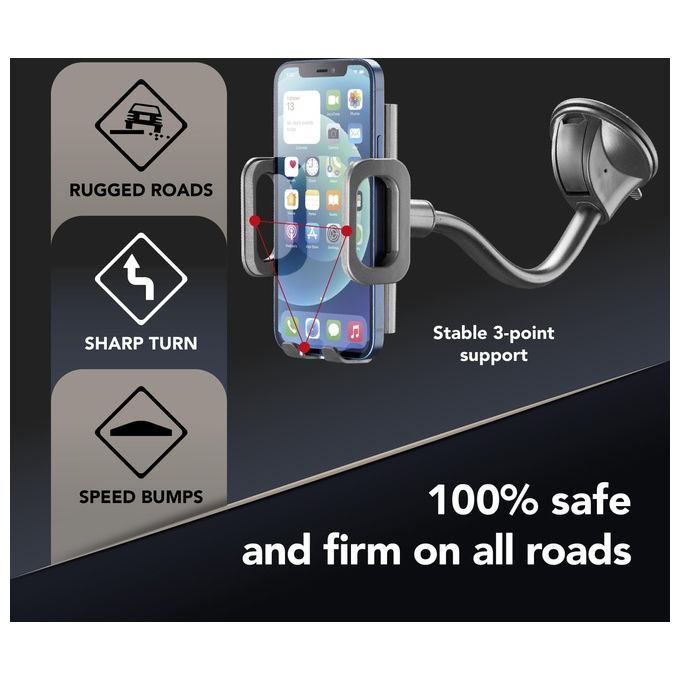 Cellular Line Hug Flexi Universal Supporto smartphone da auto con fissaggio a ventosa