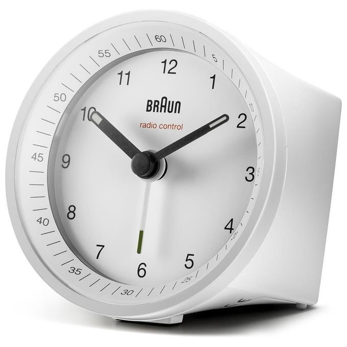 Braun BC07W-DCF Sveglia al quarzo analogica con radiocontrollo DCF allarme crescendo illuminazione tampone e indicatori luminosi colore Bianco