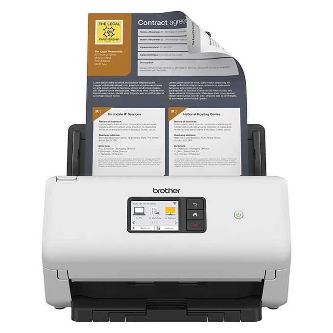 Brother ADS-4700W Scanner ADF Duplex 600x600 DPI A4 40 ppm Touchscreen Wi-Fi Ethernet colore Nero Bianco