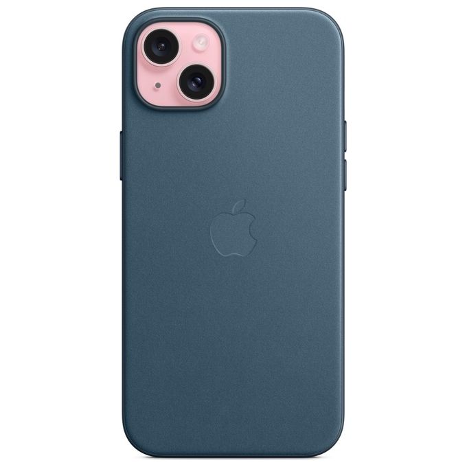 Apple MT4D3ZM-A Custodia MagSafe in Tessuto FineWoven per iPhone 15 Plus con Ricarica Wireless Compatibile colore Blu Pacifico
