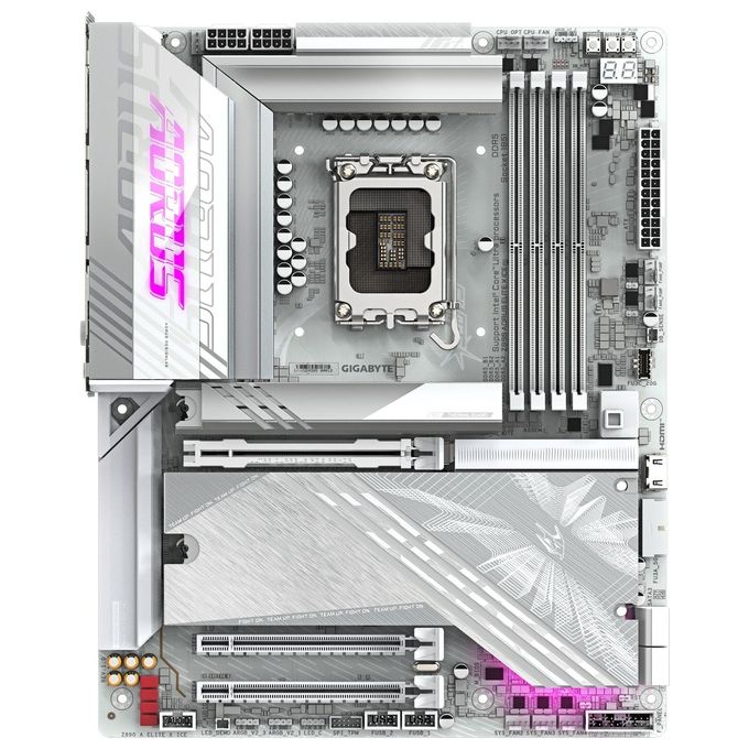 GIGABYTE Z890 A ELITE X ICE Scheda Madre ATX Supporta CPU Intel Core Ultra Serie 2 DDR5 fino a 9500MHz OC Wi-Fi 7 Thunderbolt 4 colore Bianco