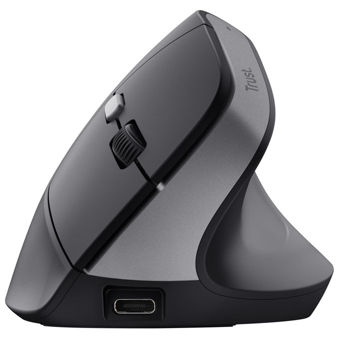 Trust TM-270 Mouse Ergonomico Verticale Wireless RF Ottico 2400 DPI 6 Tasti Ricaricabile USB-C colore Nero