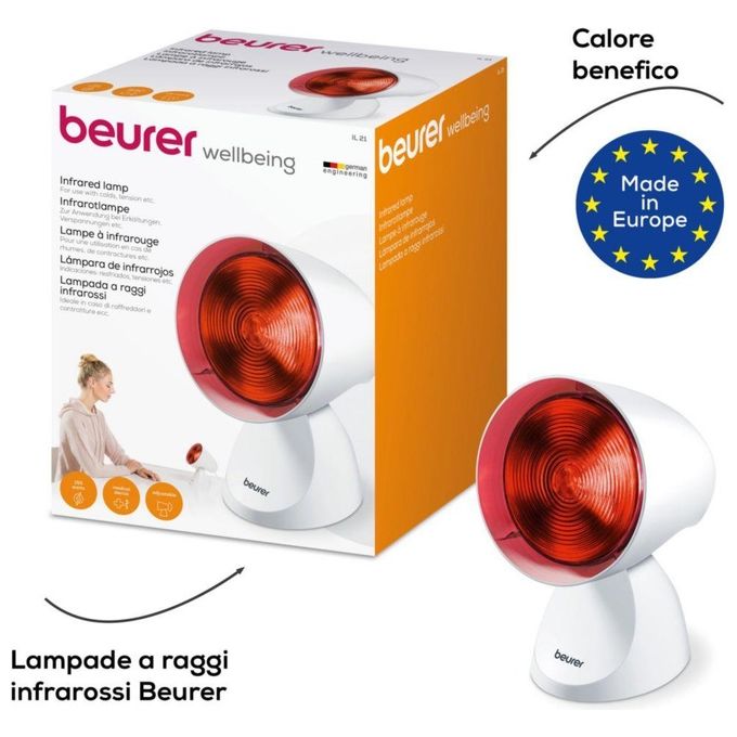 Beurer IL21 Lampada a Raggi Infrarossi 150W 5 Posizioni Dispositivo Medico colore Bianco