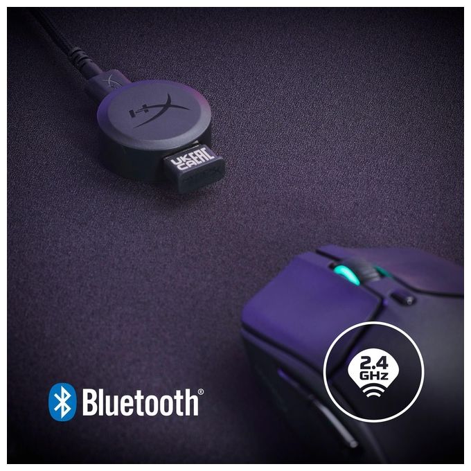 HyperX 6N0B0AA Pulsefire Haste 2 Mouse da gaming wireless 26000 DPI 6 tasti programmabili 100 ore batteria colore Nero