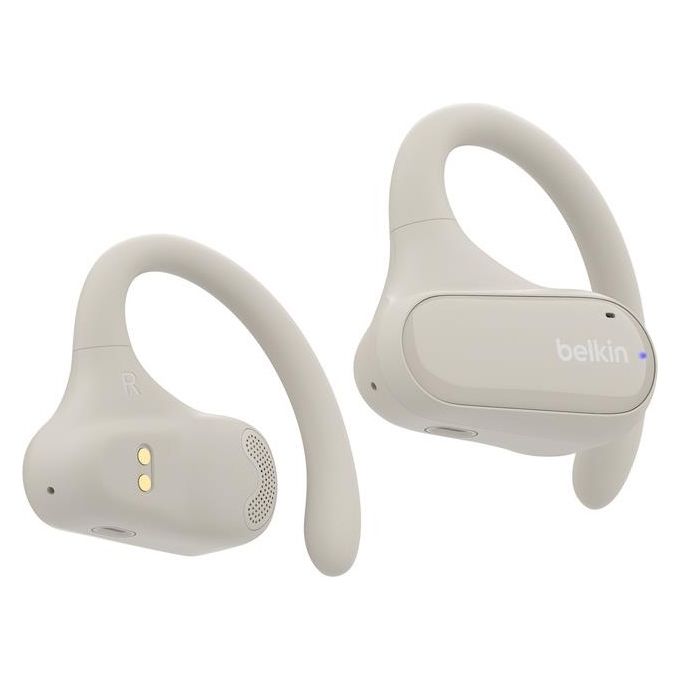 Belkin AUC013CTSA SoundForm ClearFit Auricolari Wireless Open-Ear con Bluetooth 5.3 Resistenza all'Acqua IPX5 8 Ore di Autonomia Ricarica Rapida USB-C colore Sabbia