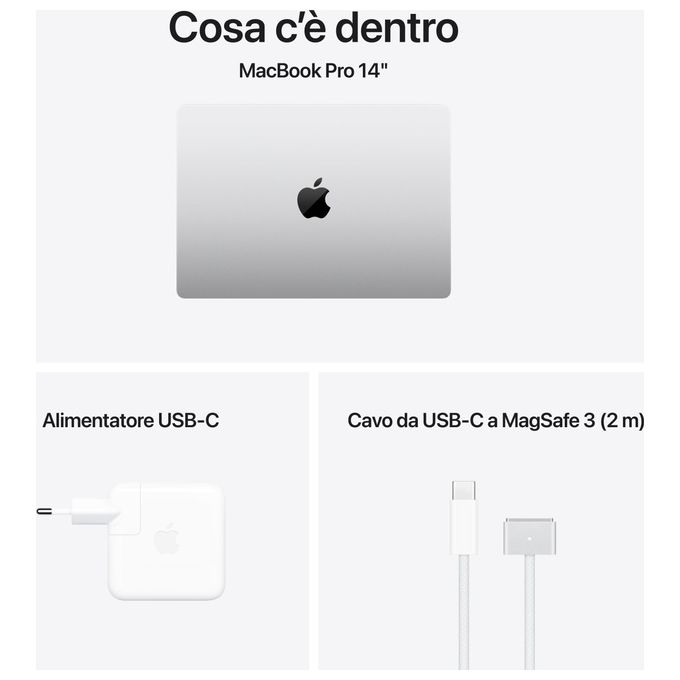 Apple macbook pro 14 pollici m4 16gb ram 1tb ssd argento computer portatile