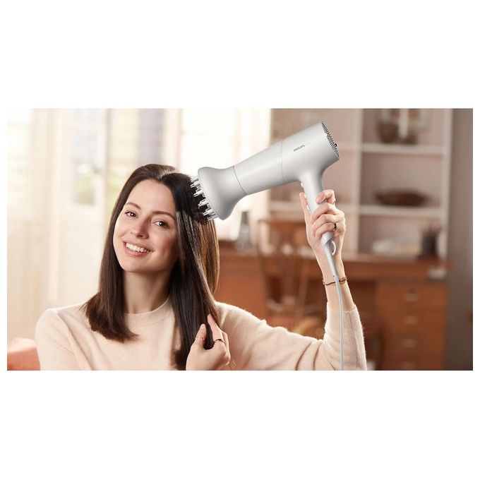 Philips BHD501-20 5000 Series Asciugacapelli 2100W Motore DC ThermoProtect 4x Ionic Care 6 Impostazioni Concentratore Diffusore colore Bianco