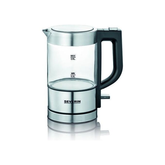 Severin WK3472 Mini Bollitore Elettrico in Vetro 0,5 L 1100 W Filtro Anticalcare BPA Free colore Nero