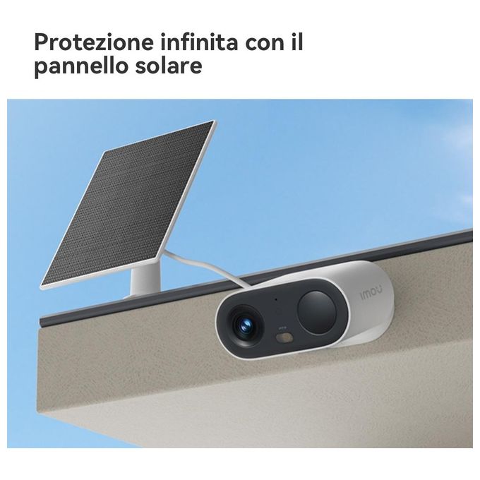 Imou TB3FP-3T0WE-KIT Cell Go Full Color Telecamera IP Wi-Fi Bullet 3MP 2K Batteria 5000mAh Pannello Solare IP65 Audio Bidirezionale colore Bianco