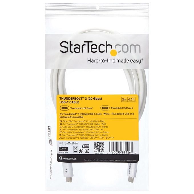 Startech Cavo Thunderbolt 3 Bianco da 2mt Compatibile Displayport