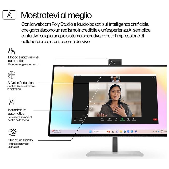 HP 8K135AA#ABB S7 Pro Monitor 27'' 4K IPS LED Conferencing colore Nero