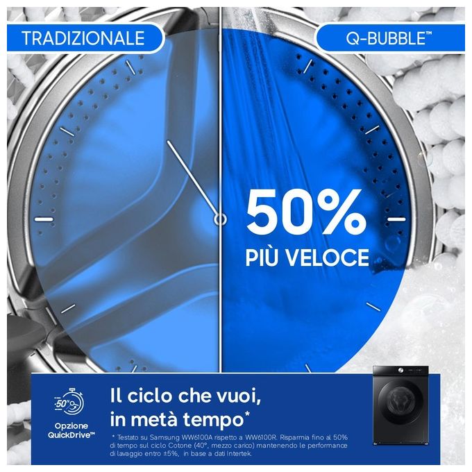 Samsung BESPOKE AI WW11DB8B95GBU3 Lavatrice carica frontale Quickdrive 11Kg 1400 giri Classe A nera