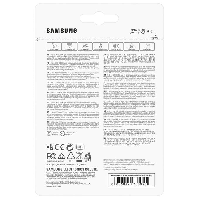 Samsung MB-SD128S-EU PRO Plus Scheda di Memoria SDXC 128 GB UHS-I U3 V30 Classe 10 180 MB-s lettura 130 MB-s scrittura