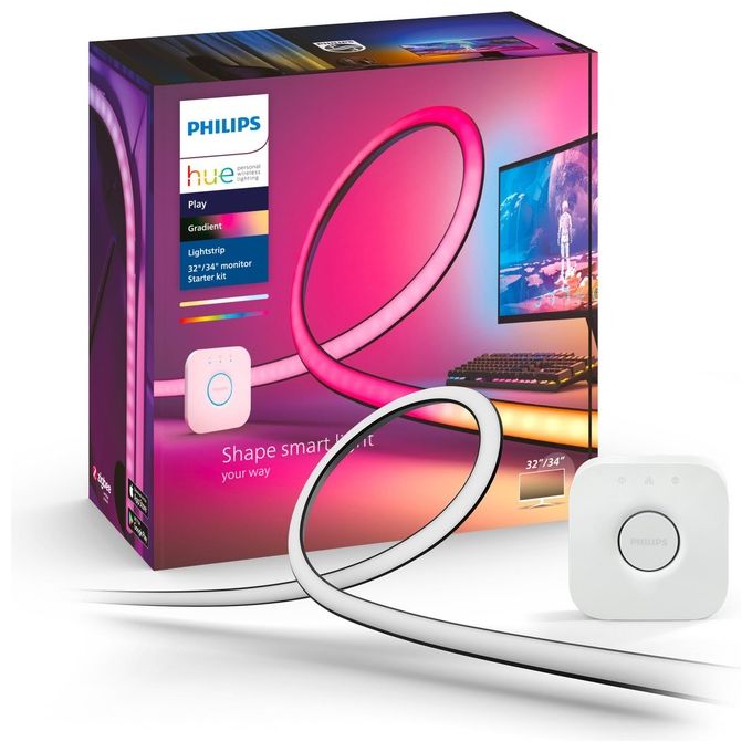 Philips Hue 929003498602 Hue Play Gradient Lightstrip per Monitor 32'' a 34'' 19 W colore Nero