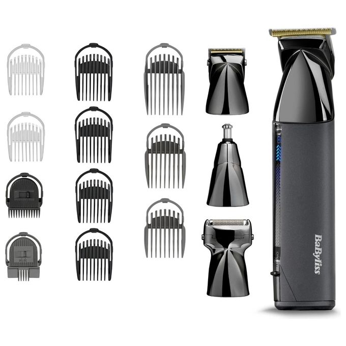 BaByliss MT991E Super X Metal Regolabarba Multi Trimmer 15 in 1 Ioni di Litio 300 min Bagnato e Secco colore Nero e Cromato