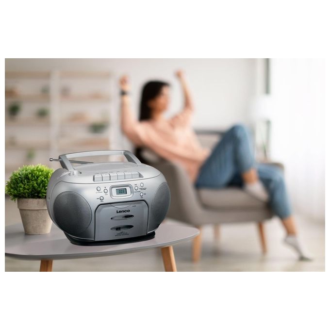 Lenco SCD-420 Radio Cd con Cassette Argento
