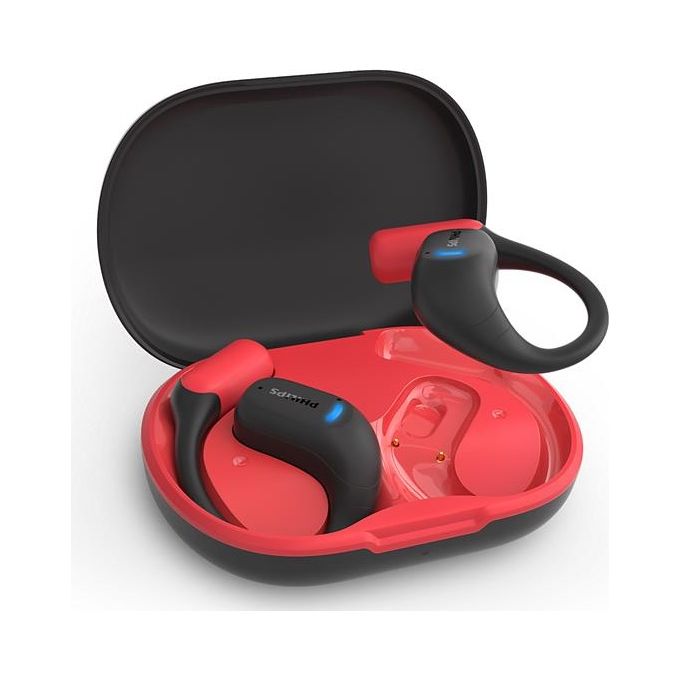 Philips TAA6709BK-00 Serie 6000 Auricolari Sport True Wireless Bluetooth 5.3 IP55 28h custodia ricarica colore Nero Rosso