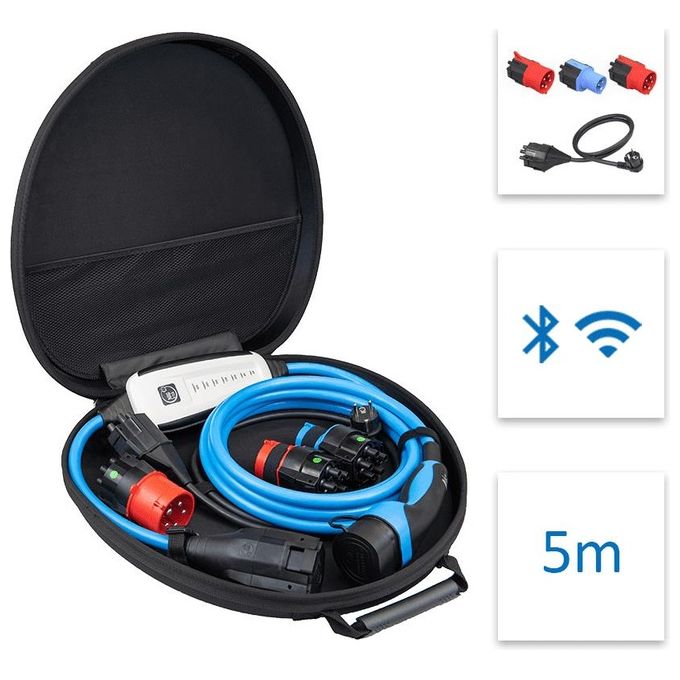 NRGkick 12501061 Set Optimal Stazione di Ricarica Mobile per Veicoli Elettrici 5 m 32 A 22 kW Wi-Fi Bluetooth colore Nero Blu Rosso