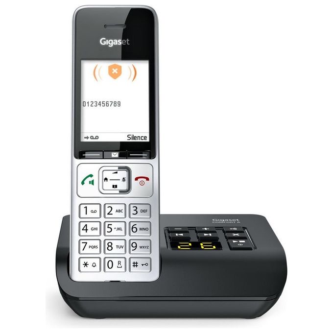 Gigaset S30852-H3023-B101 COMFORT 500A Telefono Analogico-DECT con Vivavoce Schermo TFT 2,2 Pollici Rubrica 200 Voci colore Nero-Argento