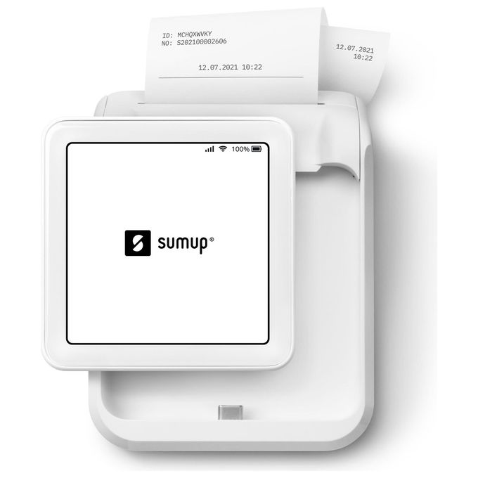 Sumup 800620001 Solo con Stampante POS Portatile Wi-Fi Dati Illimitati Touchscreen Stampa Termica colore Bianco