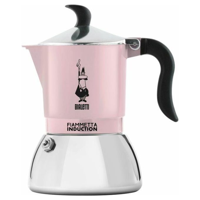 Bialetti Moka Fiammetta Induction 2 Tazze Rosa Caffettiera Adatta a Induzione