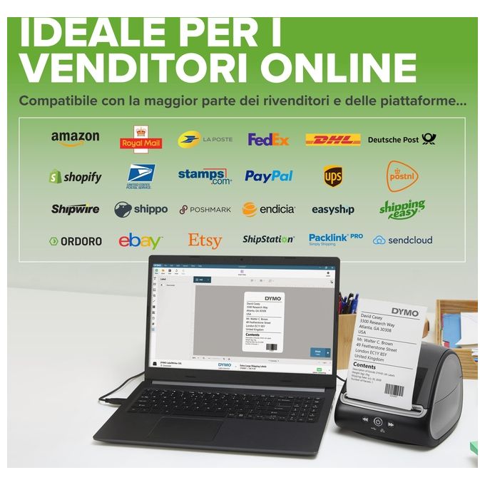 Dymo 2112725 LabelWriter 5XL Stampante di Etichette Termica Diretta 300x300 dpi 53 etichette-min USB colore Nero