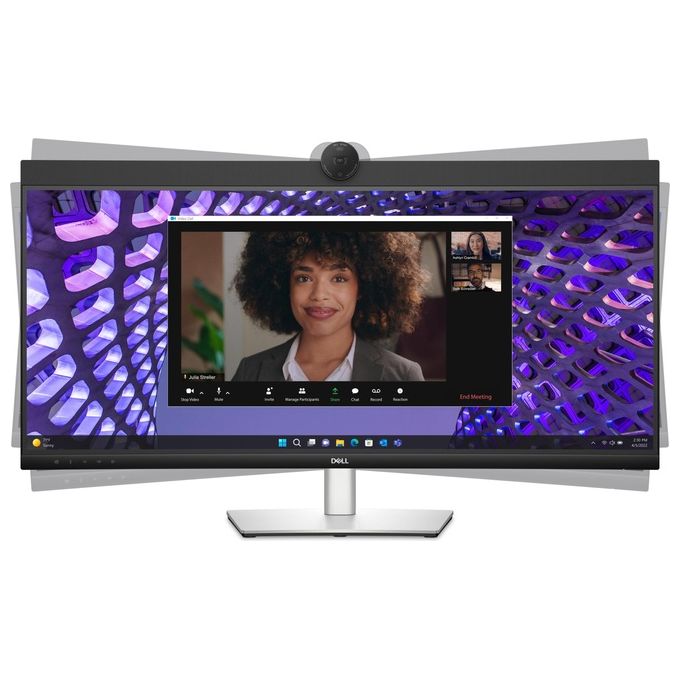DELL DELL-P3424WEB P Series Monitor PC 34 3440 x 1440 Pixel 21:9 IPS LCD con Fotocamera 4 MP Altoparlanti Integrati Hub USB 90 W HDMI 2.1 DisplayPort 1.2 Ethernet Regolazione Altezza VESA colore Nero