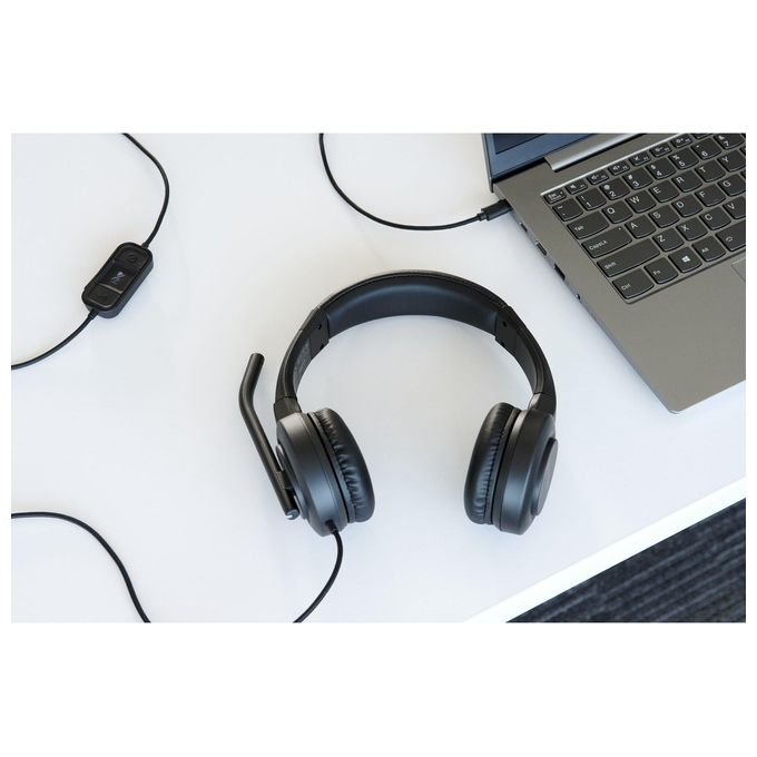 Kensington K83450WW Cuffie on-ear USB-C H1000 con microfono con cancellazione del rumore comandi integrati e Busy Light colore Nero