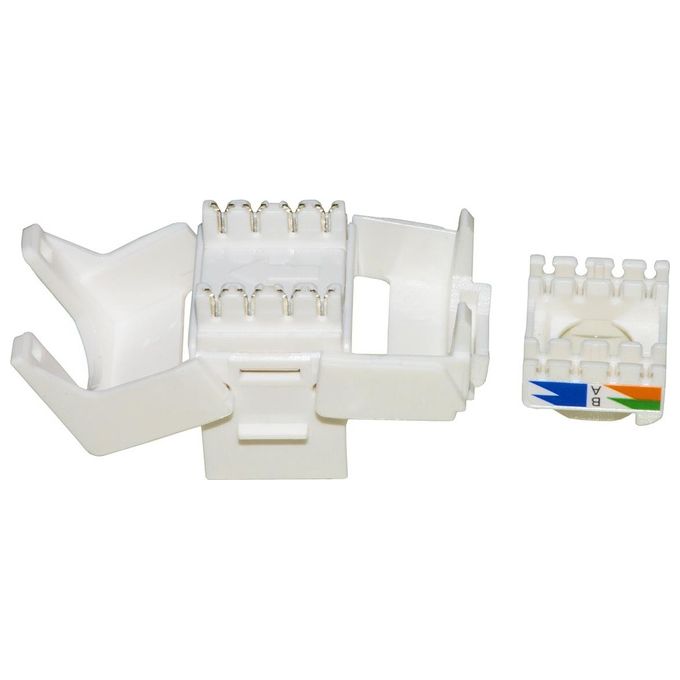 Link Presa Rete Keystone Jack Rj45 Categoria 6 Utp Tooless Bianco 180° Contatti Dorati 50 Micron