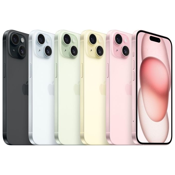 Apple MTP63QL-A iPhone 15 Smartphone 6.1'' 256GB 5G chip A16 Bionic fotocamera 48MP IP68 colore Nero
