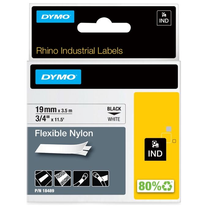 Dymo Nastro Da 19mmx3.5m Nylon Nero su Bianco