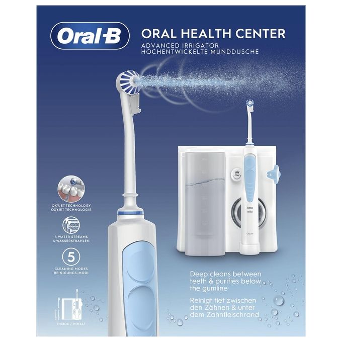 Oral-B Idropulsore Health Center Avanzato Tecnologia Oxyjet 5 Modalita' 600 ml 4 Beccucci colore Bianco