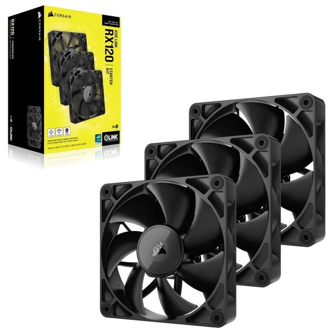 Corsair CO-9051010-WW iCUE LINK RX120 Ventola PWM 120 mm 2100 rpm Cuscinetto Magnetico a Cupola con Hub Sistema incluso colore Nero