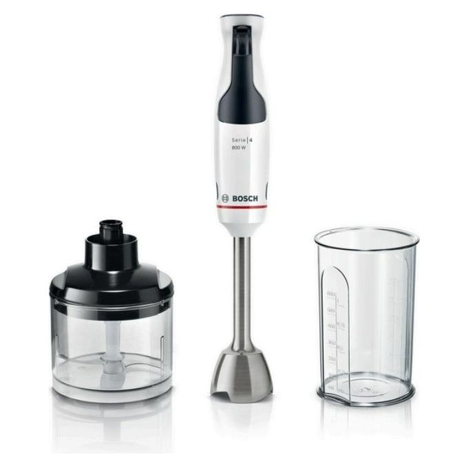 Bosch MSM4W420 Serie 4 Frullatore a immersione 800 W con Tritatutto Mini e Bicchiere Dosatore colore Bianco