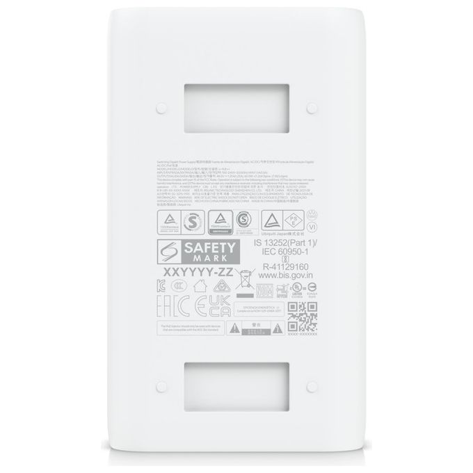 Ubiquiti U-POE++ Adattatore PoE++ Gigabit Ethernet 48V 60W IEEE 802.3at colore Bianco