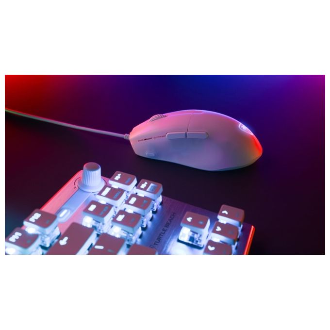 Turtle Beach TBM-1001-15 Pure SEL Mouse da gioco Ultraleggero 49 g Sensore PixArt 8K DPI Interruttori Meccanici 20 Milioni di Clic Cavo 1.8 m RGB AIMO colore Bianco