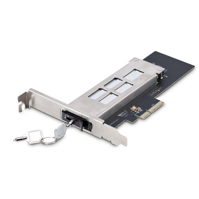 StarTech M2-REMOVABLE-PCIE-N1 Mobile Rack per SSD M.2 NVMe a PCIe x4 Installazione Senza Attrezzi Hot Swap Blocco con 2 Chiavi Incluse colore Argento e Nero