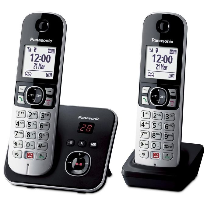 Panasonic KX-TG6862JTB Telefono Cordless DECT DUO Display 1.8'' Segreteria Telefonica Blocco Chiamate ID Chiamante Vivavoce colore Nero