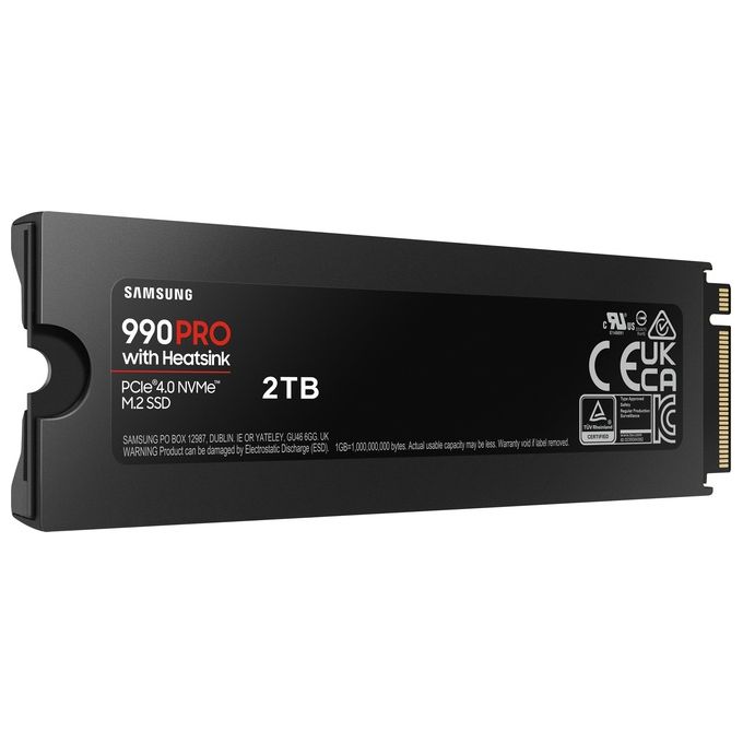 Samsung MZ-V9P2T0GW 990 PRO SSD Interno M.2 NVMe PCIe 4.0 2 TB 7450 MB-s con Dissipatore