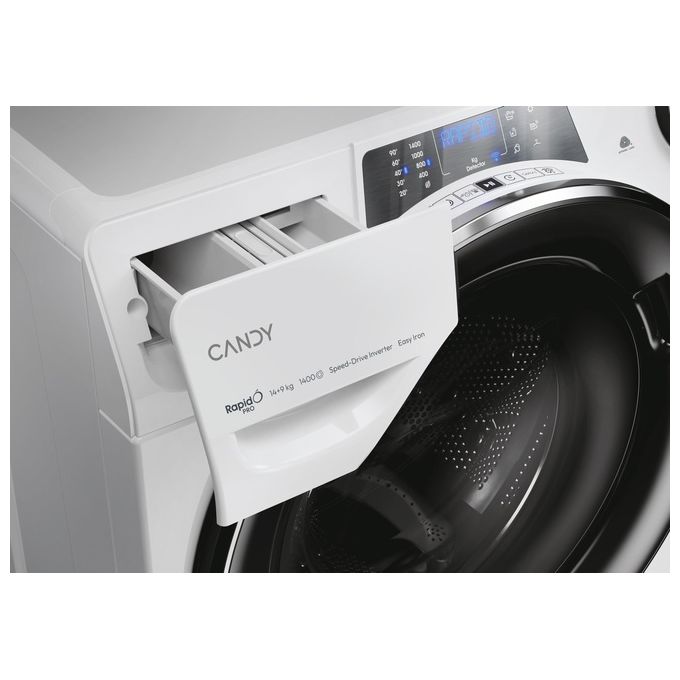 Candy RPW41496BWMBC-S RapidÓ Pro Lavasciuga Frontale 14-9 Kg 1400 rpm Classe A Inverter Vapore Wi-Fi (85x60x67 cm) colore Bianco