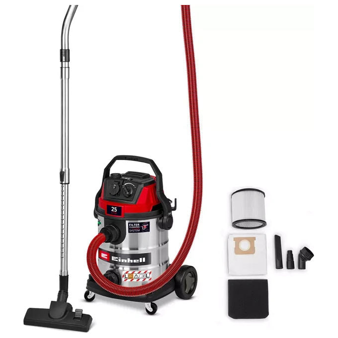 Einhell 2347435 TE-VC 2580 SACL Bidone Aspirasolidi e Liquidi 1100 W 200 mbar 25 L Classe L Filtro HEPA Presa Automatica