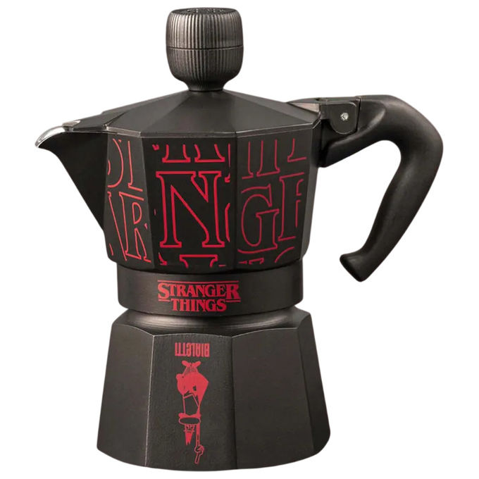 Bialetti 0005406 Moka Express Stranger Things Caffettiera 3 Tazze Alluminio con Pomolo Musicale colore Nero
