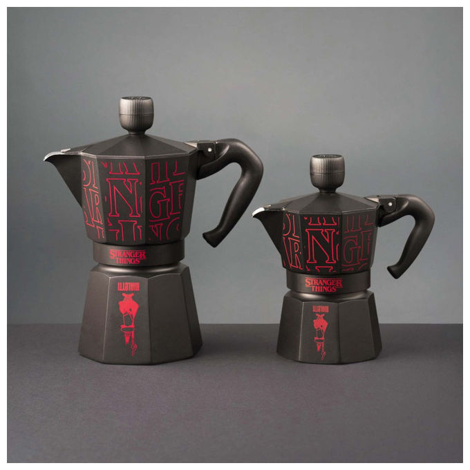 Bialetti 0005406 Moka Express Stranger Things Caffettiera 3 Tazze Alluminio con Pomolo Musicale colore Nero