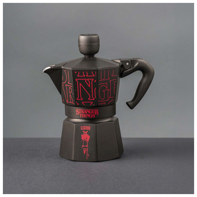 Bialetti 0005406 Moka Express Stranger Things Caffettiera 3 Tazze Alluminio con Pomolo Musicale colore Nero