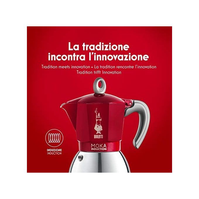 Bialetti Moka induction 2 Tazze Rosso-Argento