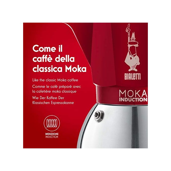 Bialetti Moka induction 2 Tazze Rosso-Argento