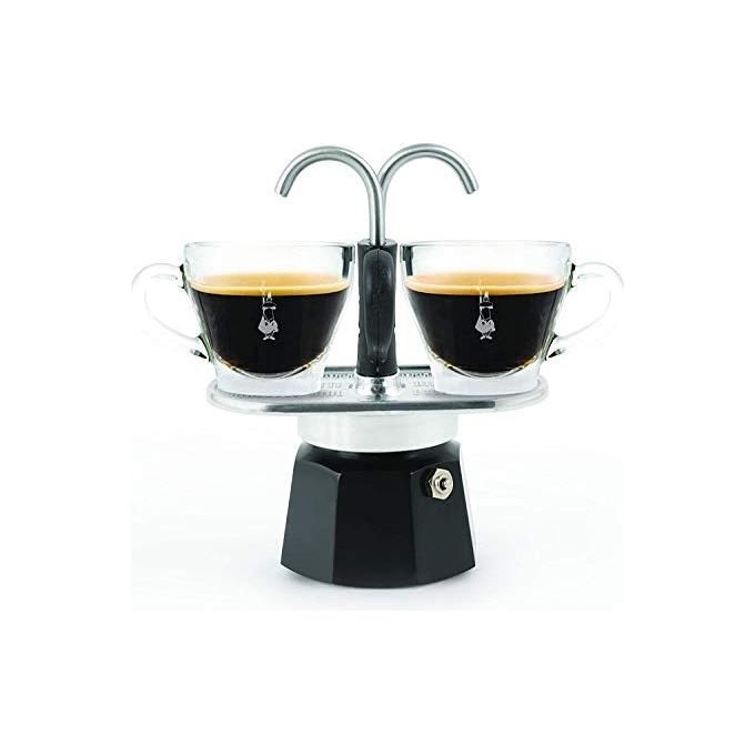 Bialetti 0007302-NP Mini Express Moka Caffettiera 2 tazze in alluminio con erogatore diretto colore Nero