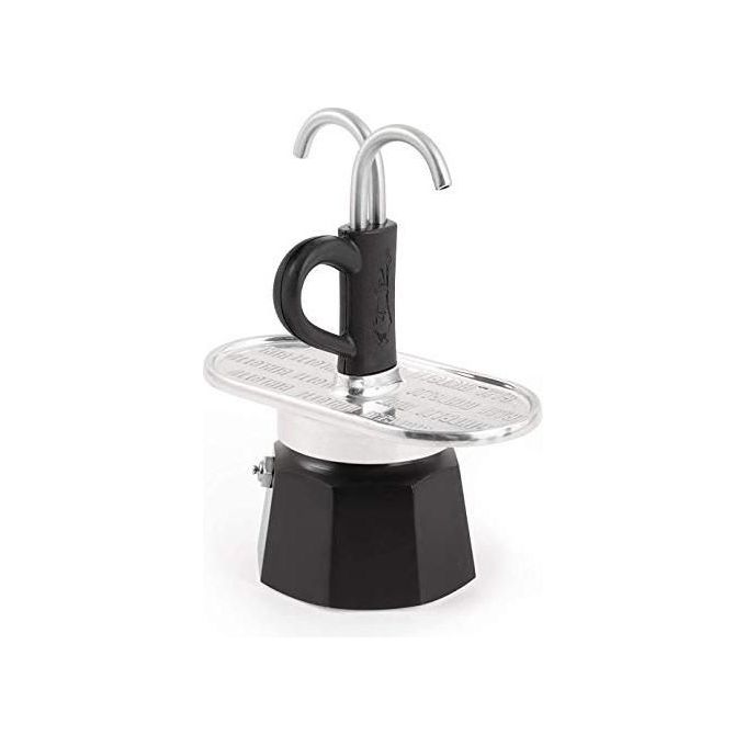 Bialetti 0007302-NP Mini Express Moka Caffettiera 2 tazze in alluminio con erogatore diretto colore Nero