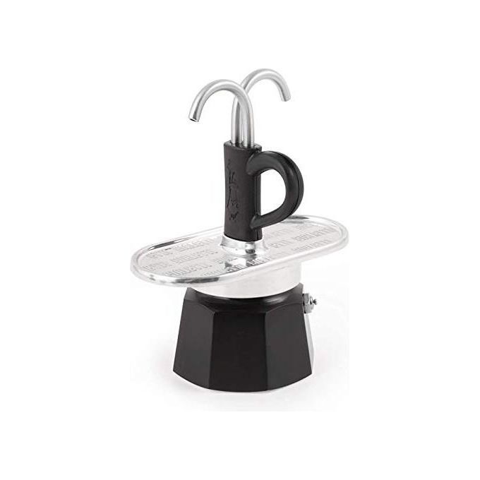 Bialetti 0007302-NP Mini Express Moka Caffettiera 2 tazze in alluminio con erogatore diretto colore Nero